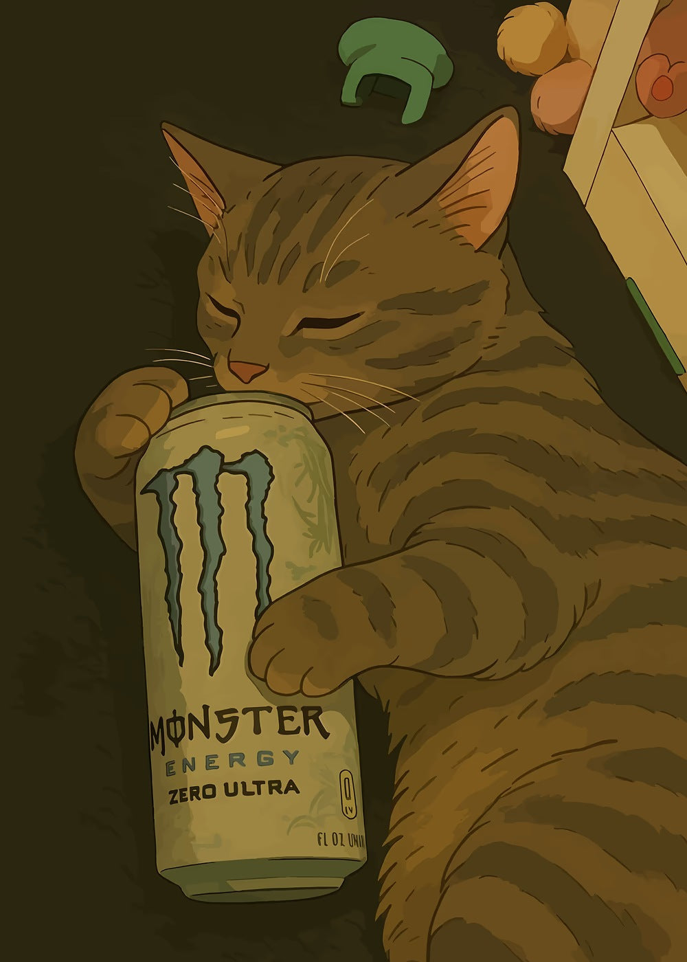 Cat Nap with Monster Energy metal poster artwork